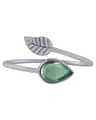 Dana Vibrant Green Aventurine Adjustable Leaf Ring Silver